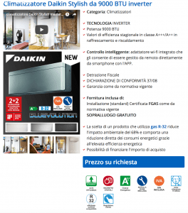 Climatizzatore Daikin Stylish da 9000 BTU inverter