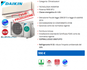CLIMATIZZATORE INVERTER DAIKIN FTXC-A 9000 BTU