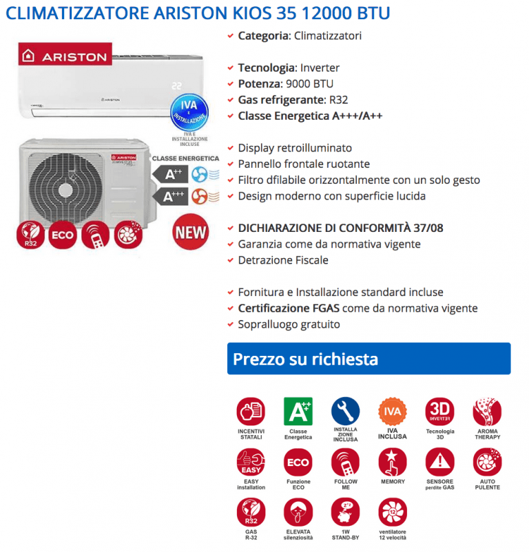 CLIMATIZZATORE ARISTON KIOS 35 12000 BTU