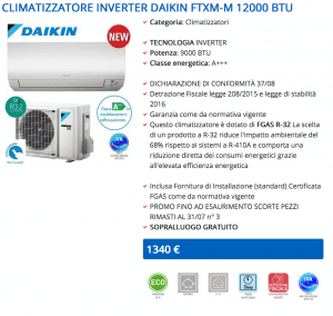 CLIMATIZZATORE INVERTER DAIKIN FTXM-M 12000 BTU
