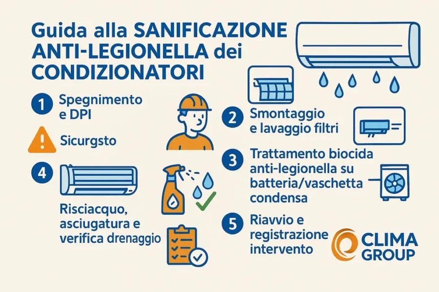 Guida alla sanificazione anti-legionella dei Condizionatori