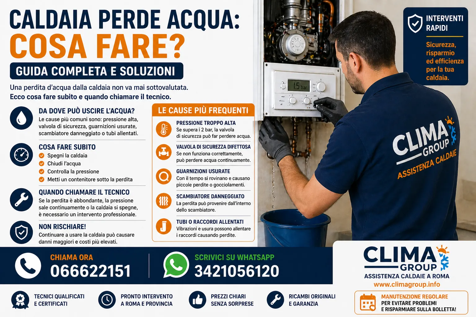 Caldaia perde acqua cosa fare subito