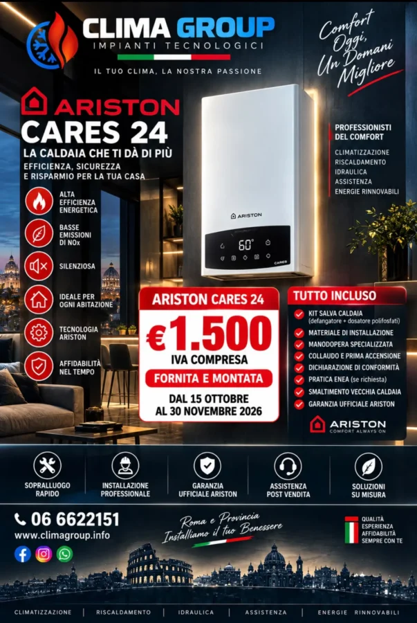 Offerta Caldaia Ariston CARES S 24 a Condensazione Camera Stagna Classe A